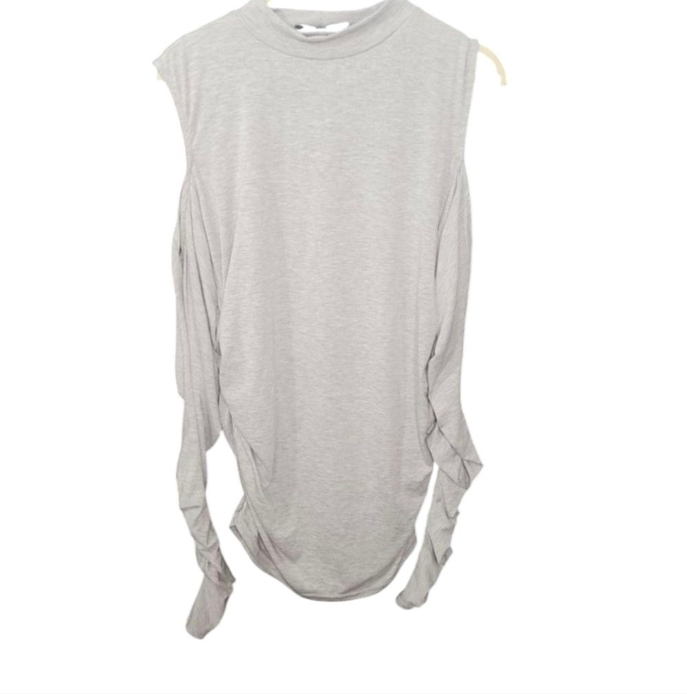 Missguided Grey Rouched Cut Out Long Sleeve Shirt